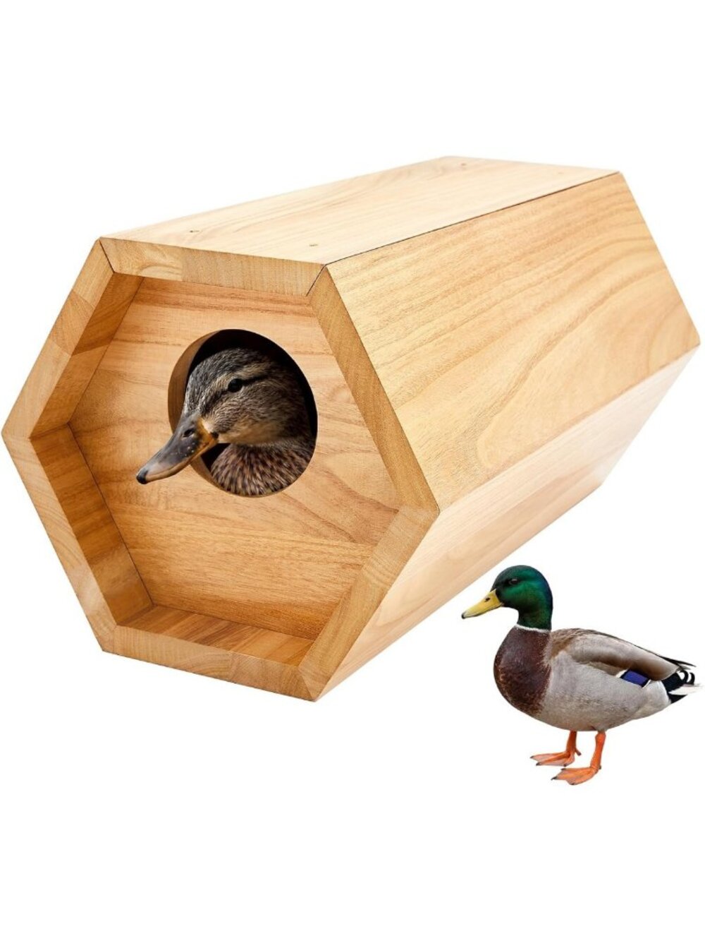Wood Duck Nesting Box - Outdoor Mallard House, Durable Wooden Design, Easy Setup